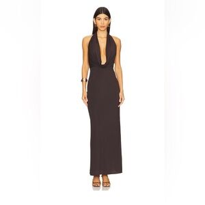 Bec+ Bridge Nessie Cowl Maxi Dress in Dark Chocolate
